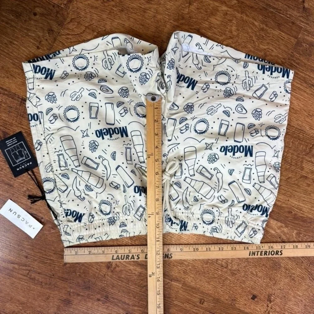 pacsun x modelo cream yellow‎ swim trunks, new with tags, minor imperfections